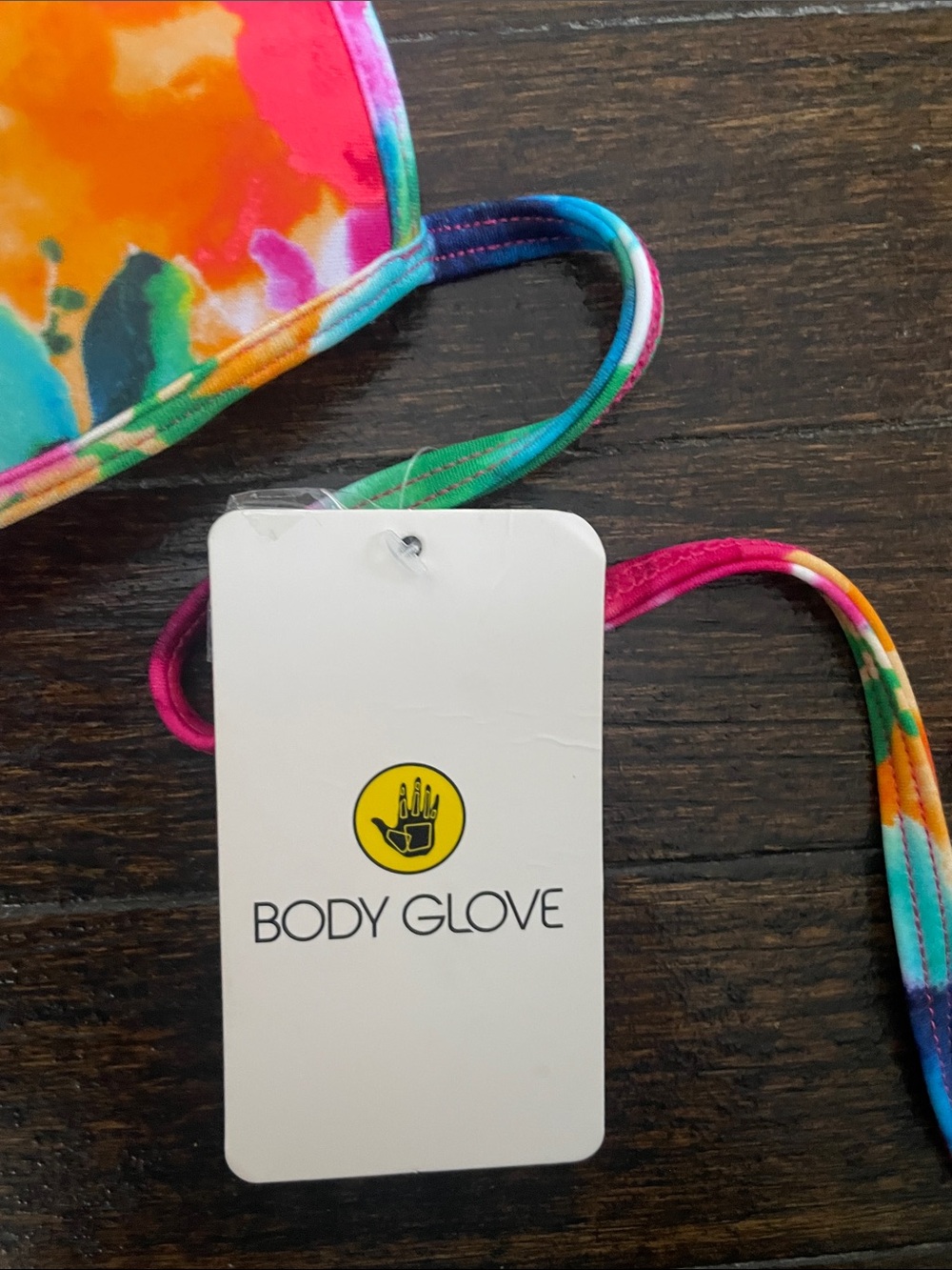 Body Glove Vibrant Tie-Dye Triangle Bikini Top - Pink, Blue, Orange, Green - Picture 2 of 5